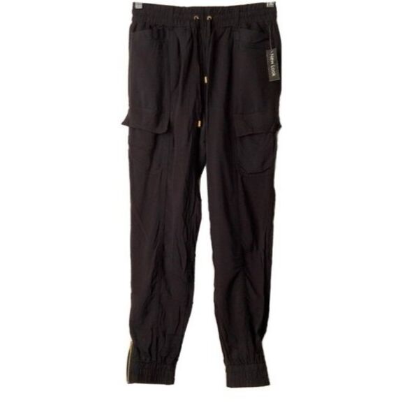 New Look Cargo Jogger Black Elastic Waist Ankle Zip M - Picture 1 of 10